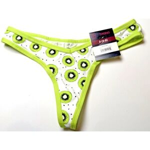 No Boundaries Green Fruit Print Cotton Thong Women's Small (3 / 5) NEW WITH TAGS